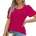 thumbnail image 6 of Pincandy Womens T Shirts Short Sleeve Pleated Dressy Casual Scooped Neck Summer Tops Blouses, 6 of 7