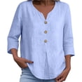 thumbnail image 6 of Women Linen Shirt Oversized Linen Shirts For Women Peasant Blouse Solid Color Work Blouses Gauze Shirts For Women Gauze Tunic Tops For Women Loose Fit Tee Shirt Women Light Blue S, 6 of 8
