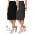 thumbnail image 5 of Women's High Waist Stretch Pull On Casual Office Soft Pencil Midi Skirt (Pack of 2), 5 of 5