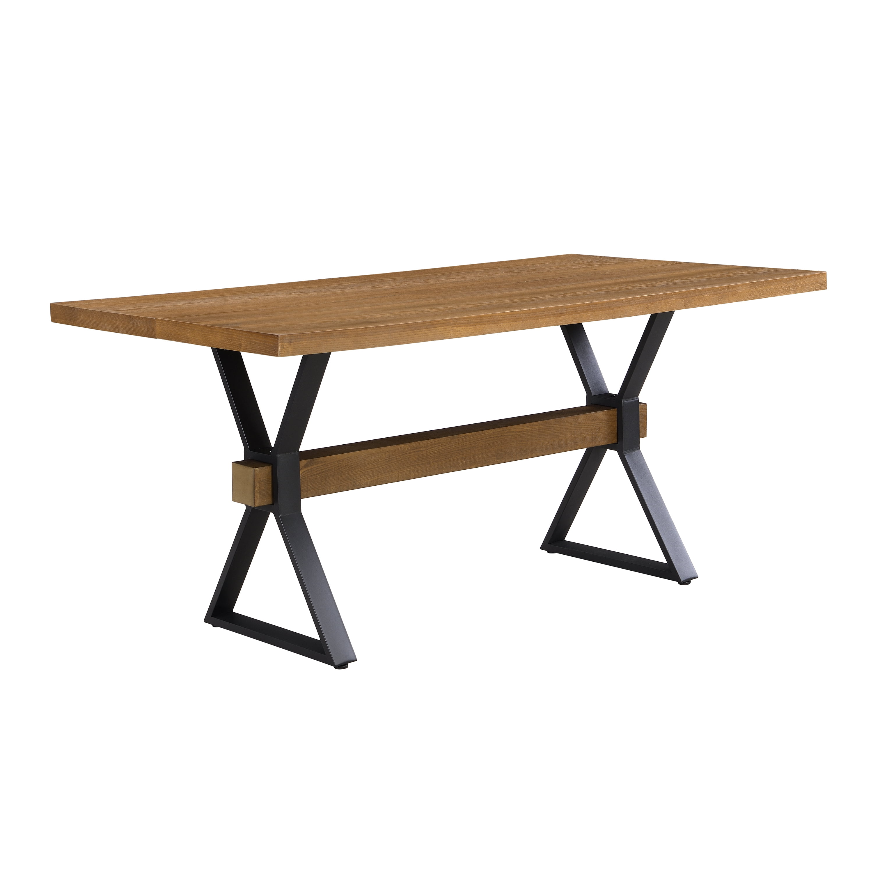 Euroco 63" Wood Rectangular Dining Table for 4-6, Kitchen Table with X-shaped Metal Legs for Kitchen Dining Room,Living Room,Brown