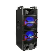 BT PA Loudspeaker Karaoke Entertainment System, Active Powered Speaker, Flashing DJ Party Lights, Microphone Recording, MP3/USB/SD, FM Radio, Wireless Mic