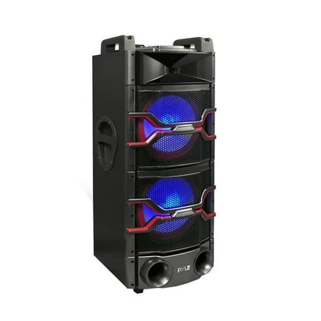 BT PA Loudspeaker Karaoke Entertainment System, Active Powered Speaker, Flashing DJ Party Lights, Microphone Recording, MP3/USB/SD, FM Radio, Wireless Mic