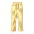 thumbnail image 4 of cfhntfmh Women's Cotton Linen Pants Striped Dressy Capri Pants with Pockets Summer Side Slit Pants for Beach Vacation, 4 of 7