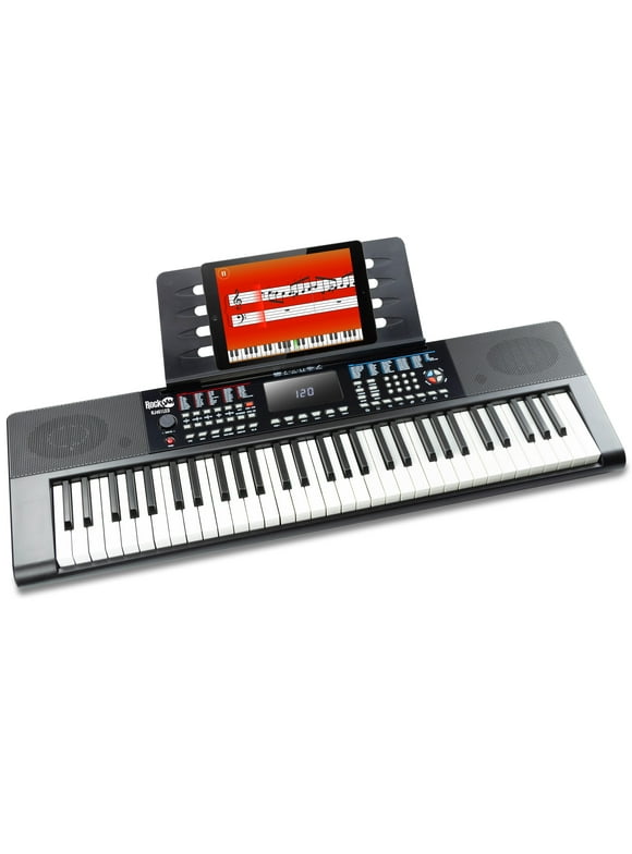 RockJam 461LED 61-Key Keyboard Piano with Keynote Stickers & Lessons