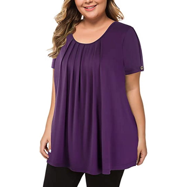 Camisa casual de manga corta para mujer, talla grande, talla grande, talla 4XL JM