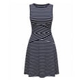 thumbnail image 5 of Hduncf Women's Casual Dresses Trendy Waistline Round Neck Sleeveless Striped High Waisted A Line Bodycon Dresses Black L, 5 of 7