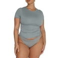 thumbnail image 2 of Nituyy Women T-shirt, Crew Neck Short Sleeve Solid Slim Fit Summer Tops, 2 of 4