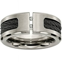 Titanium Black IP-plated Cable and Diamonds Polished/Brushed Band