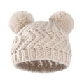 thumbnail image 3 of EnJoCho Baby Knitted Wool Hat Baby Autumn Winter Children Double Ball Pullover Hat Solid Color Warm Wool Hat For Children Toddler Kids Casual Fashion Headwear, 3 of 7