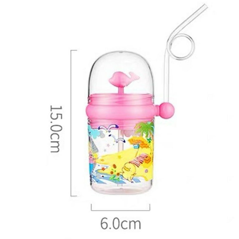 Cute Sippy Cup for Babies, Cartoon Kids Drop-Proof Whale Spray Drinking Cups  with Straw, Outdoor Portable Children Water Bottle Baby Feeding, Blue 