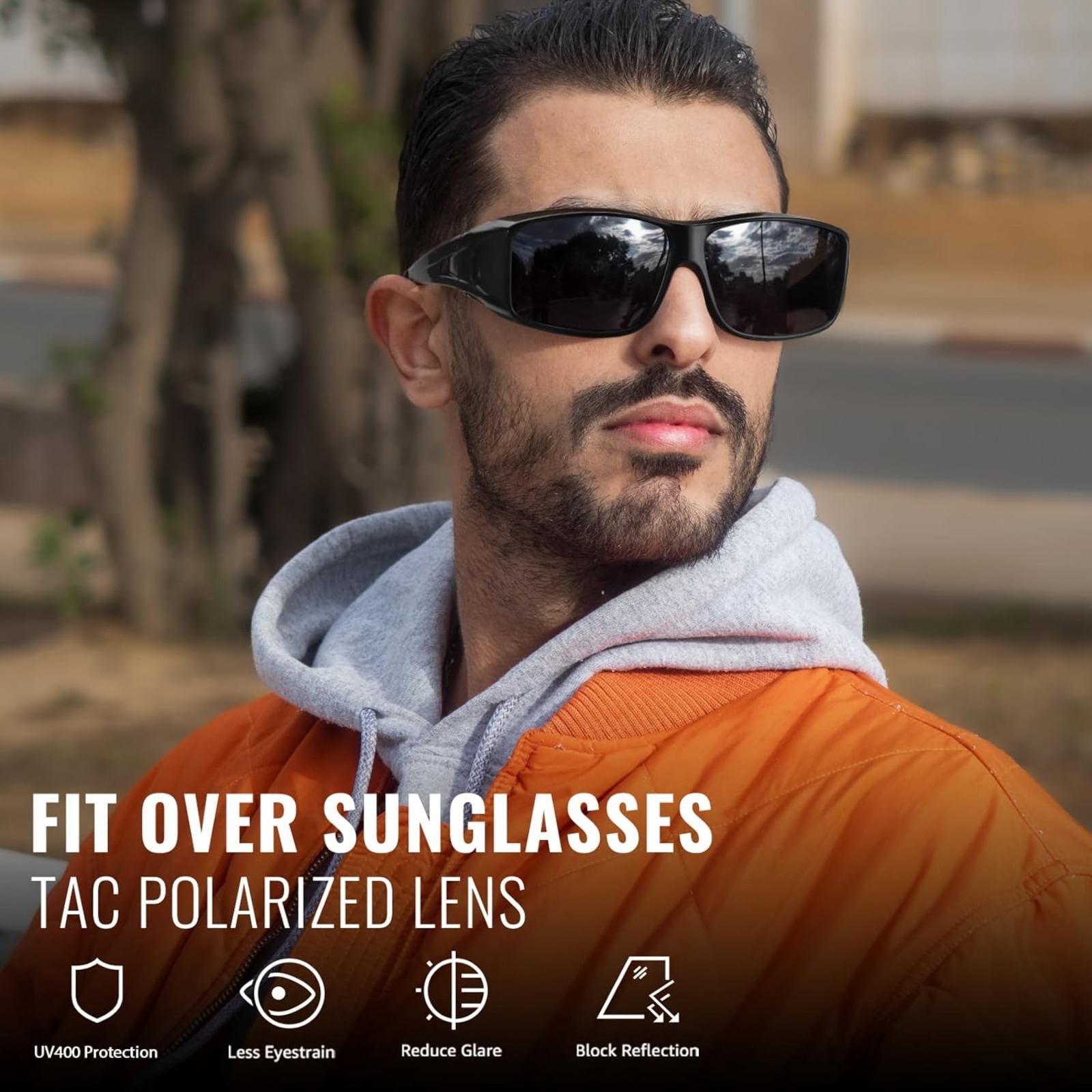 Myiaur Polarized Fit Over Glasses Sunglasses for Men Women, Trendy Wrap Around Sunglasses UV Protection for Driving (2 Pack)