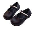 thumbnail image 6 of Girls Mary Jane Shoes with Pearl Strap, Closed Toe Dress Flats for Toddler/Little Girls Black 9.5, 6 of 7