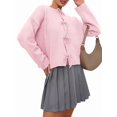 thumbnail image 3 of Women'S Tie Front Cardigan Sweaters Chunky Knit Long Puff Sleeve Trendy Fall Winter Jacket Coats Pink L, 3 of 9