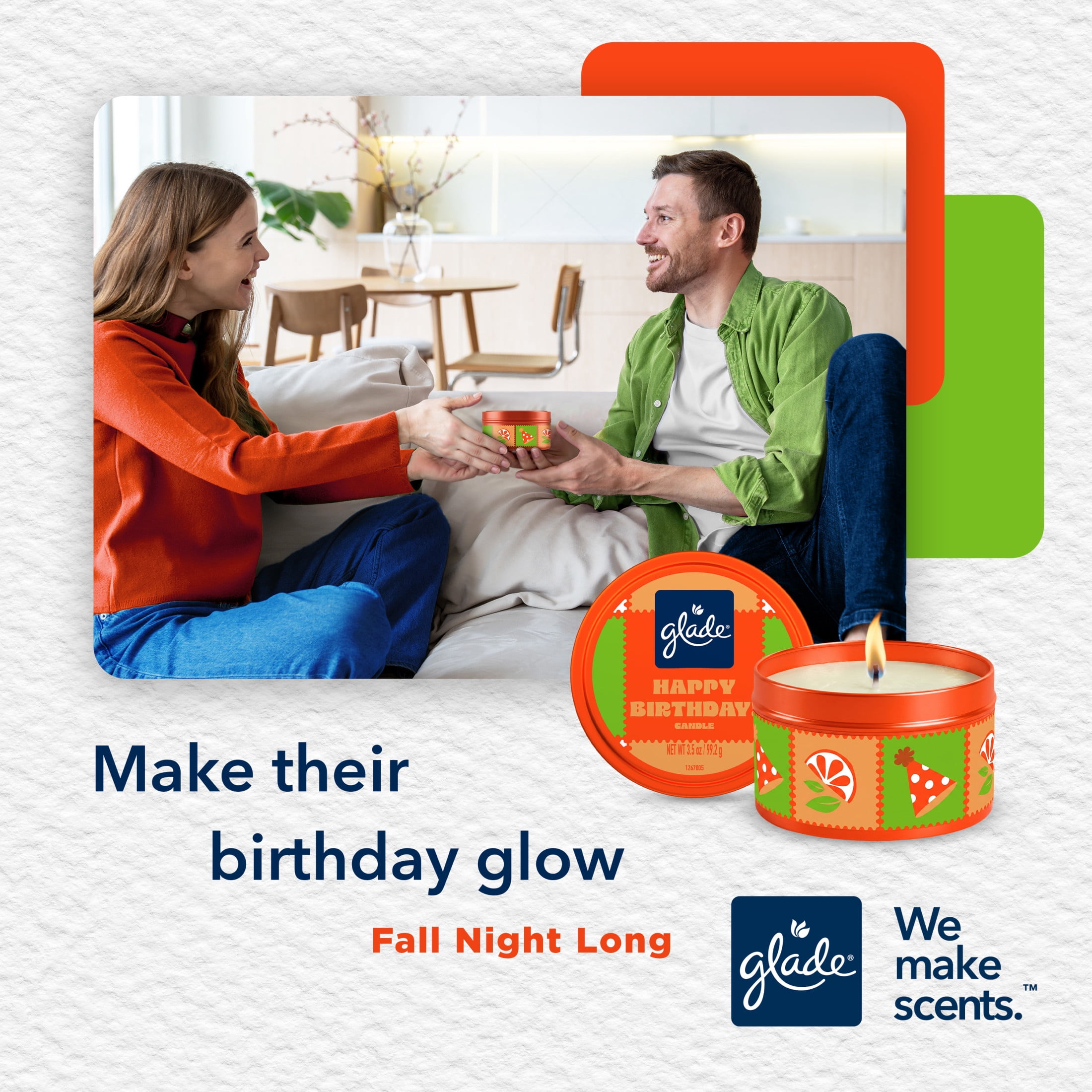 Glade Tin Candle ‘Happy Birthday’ Fall Night Long