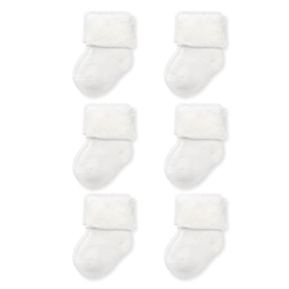 TELOLY Baby Boys' and Girls' Folded Cuff Terry Socks Baby Socks