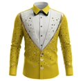 thumbnail image 4 of Valentine's Day Men Fashion Shirt Casual Long Sleeve Digital Print Button Down Loose Fit Top Yellow XXXL, 4 of 5
