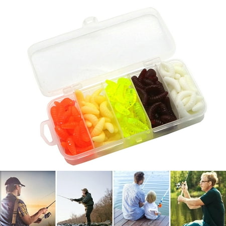 Aqyh 151/161/201Pcs/Box Soft Worm Fishing Lure - Realistic Bionic Artificial Colorful Mealworm Earthworm Corn Bait for Freshwater Saltwater