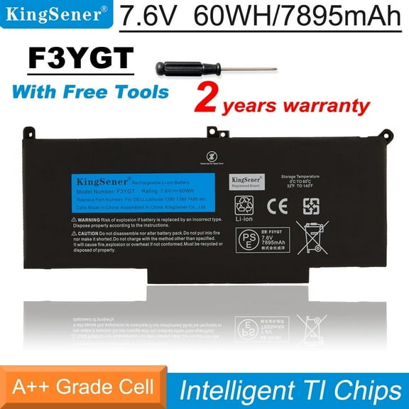 KingSener 7.6V 60Wh Laptop Battery for Dell Latitude 12, 13, 14 Models F3YGT, 2X39G