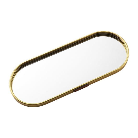 Mirrored Bathroom Vanity Tray,Gold Decorative Organizer Tray, Jewelry Perfume Trays for Dresser Makeup Holder for Women (Oval-medium size)