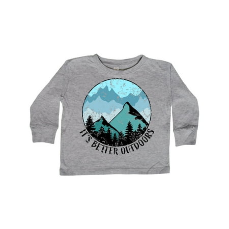 

Inktastic It s Better Outdoors Mountains in Blue Distressed Gift Toddler Boy or Toddler Girl Long Sleeve T-Shirt
