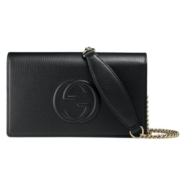 Gucci Soho Wallet on Chain Black Leather Cross Body Bag 