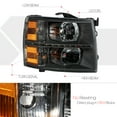 thumbnail image 2 of DNA Motoring For 07-14 Chevy Silverado 1500 2500 3500 HD LED DRL Headlight Lamps Pair Black/Amber, 2 of 6