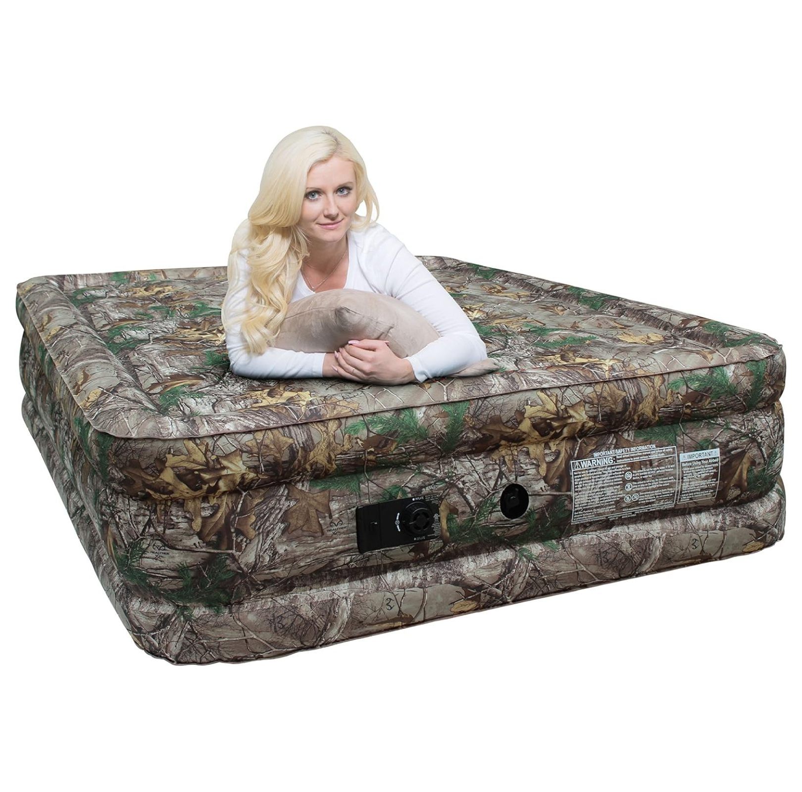 Extreme Series Indoor and Outdoor Waterproof Air Mattress with Built-in Electrical Air Pump, Queen 20-inches Tall, Realtree Camo