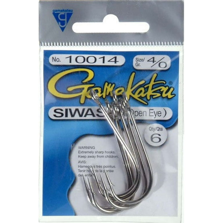 Gamakatsu Siwash 4/0 Open-Eye Hook, Pack of 6, Nickel