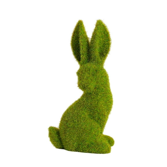 Easter Bunny Decor, Flocked Bunny Moss Bunnies Spring Decor Resin Rabbit Figurines for Table Desk Easter Decorations