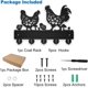 thumbnail image 3 of Ganchos de pared con diseño de gallinas, gallos y pollitos, de madera, para colgar en la pared, 30 x 20 cm, color negro, 5 ganchos de aleación., 3 of 9