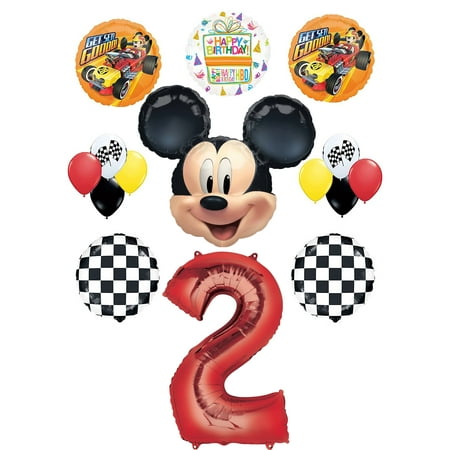 Mickey Mouse 2nd Birthday Party Supplies and Mickey Roadster Balloon Bouquet Decorations