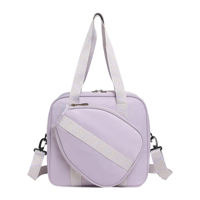 Bolsa de Pickleball con correa ajustable para el hombro y bolsillo frontal para llevarla. Violeta