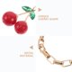 thumbnail image 4 of Pulsera de cerezas rojas con hojas verdes, bonita y creativa cadena de mano para cumpleaños, aniversarios y festividades, 4 of 7