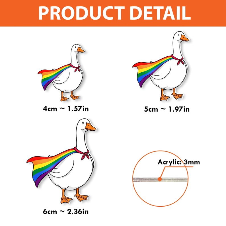 TiniDecor Rainbow Goose Badge Reel, Retractable ID Holder, Cute Pride Gift for Nurse, Teacher