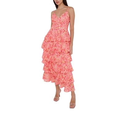 MAKADAMIA Ladies Boat Neck Sleeveless Dress With Frills - Knee Length Skater Dress, Sizes 6-14