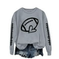 thumbnail image 4 of BODOAO Women's Football Game Day Sweatshirt Women's Rugby Printed Pullover Round Neck Casual Graphic Print Oversized Crewneck Sweatshirts Long Sleeve Pullover for Gameday Hoodies Grey L, 4 of 4