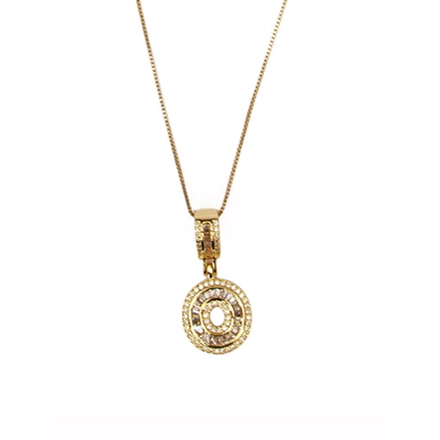 Collar con dije de oro laminado letra brillos O