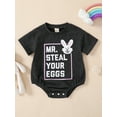 thumbnail image 2 of Wassery Infant Baby Girls Boys Easter Romper Bunny Letter Print Short Sleeve Crew Neck Jumpsuits Summer Newborn  Unisex Bodysuits 0-18M, 2 of 7