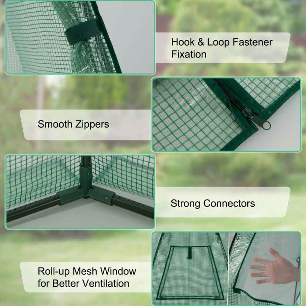 Spaco 5.5 x 5.5 x 6 Feet Portable Mini Greenhouse with All-Weather PE Cover, Mini Greenhouse with Zippered Door and Roll-up Window for Outdoor, Green