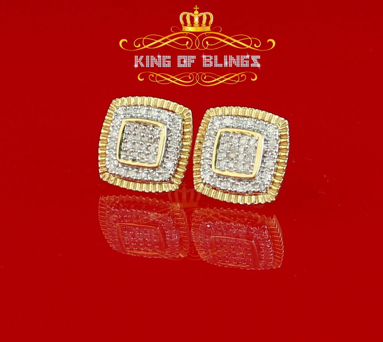 King of Bling's 0.55ct Diamond 925 Sterling Silver Hip Hop Yellow Stud Earring For Men / Women