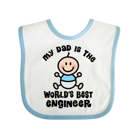 Worlds Best Engineer Dad Baby Bib White/Blue One