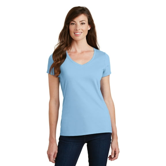Port & Company Fan Favorite V-Neck Tee (LPC450V) Light Blue, L