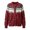 Red, variant on Womens Winter Cardigans Geometric Yoke Pattern Round Neck Sweaters Toggle Front Tops Long Sleeve Layering Style
