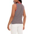 thumbnail image 3 of ATHLECHIC Camiseta sin mangas para mujer, a rayas, con bloques de color, con aberturas laterales, cuello redondo, verano, color marrón y rojo, 3 of 5