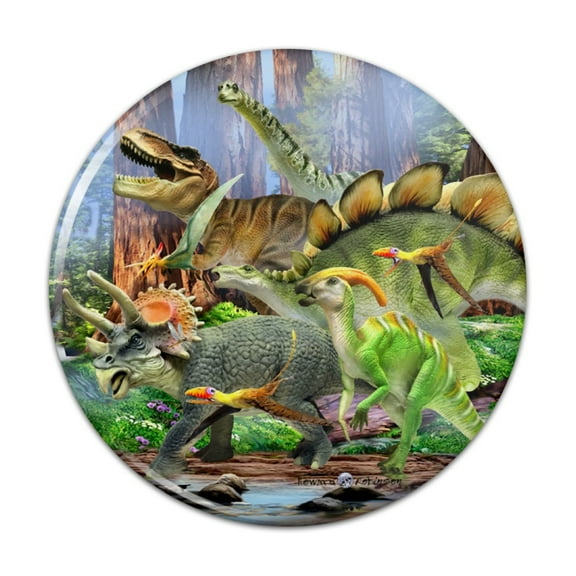 Triceratops T-Rex Stegosaurus Jurassic Dinosaurs Pinback Button Pin