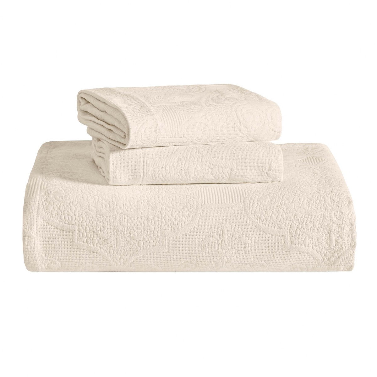 Superior 2-Piece Florin Cotton Matelasse Ivory Bedspread Set, Twin