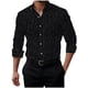 thumbnail image 2 of Blusa y camisa de manga larga con cuello alto para hombre, cárdigan informal con botones y rayas, camisa de manga larga con cuello alto, blusas de poliéster para hombre, 2 of 3