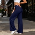 thumbnail image 4 of Dwellite Leggings for Womens Straight Leg Gym Yoga Pants High Waist Lifting Wide Leg Workout Pants with Pockets 2026 Navy L, 4 of 7