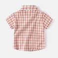 thumbnail image 4 of FINALGANG Toddler Boys Kids Lapel Collar Short Sleeve utton Front Plaid Check Print Bust Pocket Regular Fit Casual Woven Shirt For Daily Wear Czoy Top Watermelon Red 10-11 Years, 4 of 5