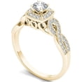 thumbnail image 2 of 1/2 Carat T.W. Diamond Criss-Cross Shank Single Halo Vintage 14kt Yellow Gold Engagement Ring, 2 of 5